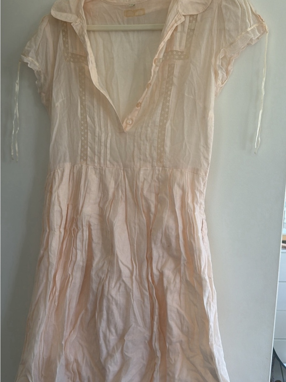 Light Pink Women's button up Cotton Dress